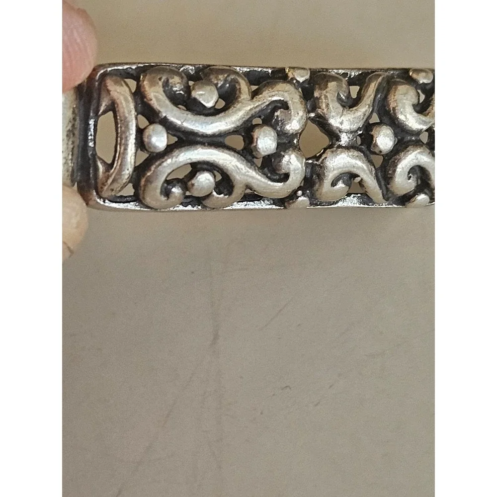 Vintage ATI Mexico 925 Sterling Silver Scrollwork Slider Bar Pendant 1.25
